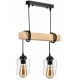Hanging Ceiling Light LED Wooden Beam 2xE27 Square Chandelier Rollable