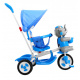 Children's tricycle Elephant Blue + sounds + canopy + barrier + footrest + handle + runners + storage space