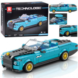 Technical bricks Retro Car BLUE CONVERTIBLE gold rims 417-pieces ZA5788 universal
