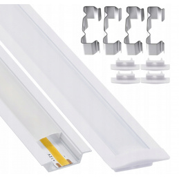 LED aluminum recessed profile 2m white - set