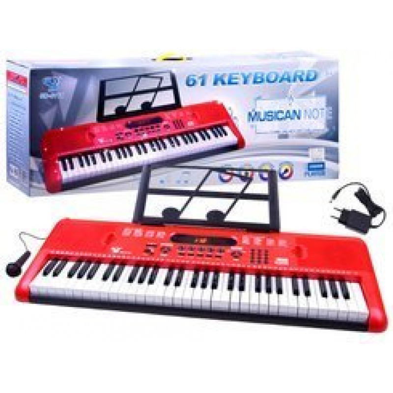 Organ with microphone 61 keys IN0132 Red