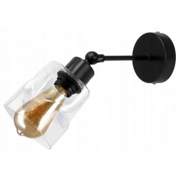 Glass LED wall light 1xE27, rolling, transparent square