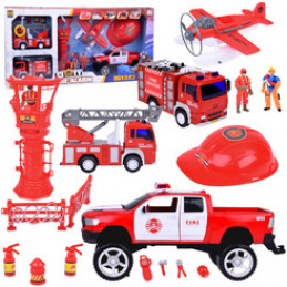 Large Set Fire Trucks with Sound + Firefighter Helmet ZA5146 Universal
