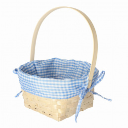 Bamboo basket with a checkered fabric lining