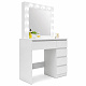 Aga Dressing table with mirror, lighting and el.drawer Matte White