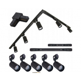 Set of LED track lights 2m + 1m + 5 GU10 spotlights - black