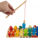 Wooden jigsaw with fish, numbers, circles ISO 17252