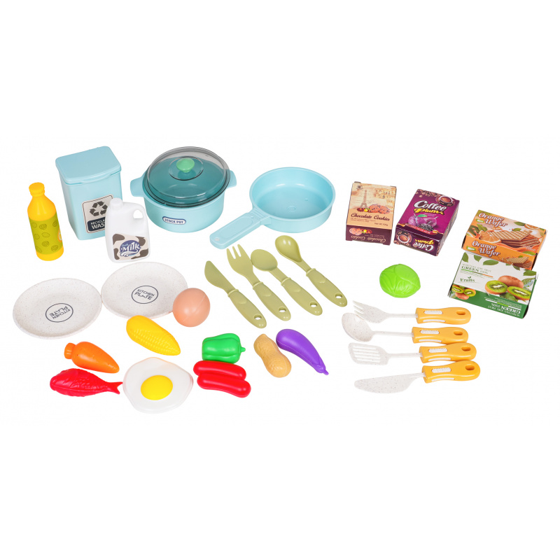Blue kitchen set with light and sound functions + accessories