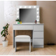 Aga Dressing table with mirror, lighting and el.drawer + stool Glossy white