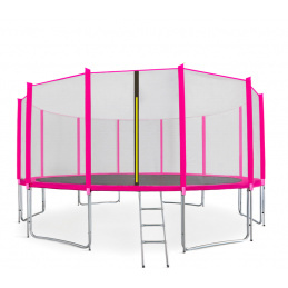 Aga SPORT PRO Trampoline 500 cm Pink + protective net + ladder + shoe pocket