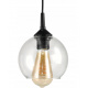 Hanging ceiling LED light wooden beam 2xE27 Chandelier clear globe