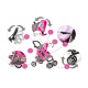 Doris Sports Stroller for dolls 9352 Sedo - Pink with polka dots