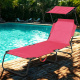 Aga 2x Garden Reclining Lounger with Canopy Pink