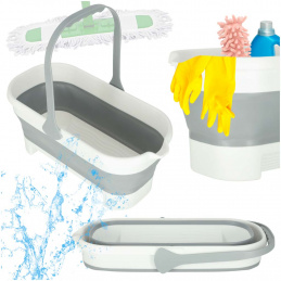 Foldable rectangular mop bucket with handle