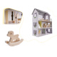 Aga Wooden dollhouse with furniture 70 cm Grey