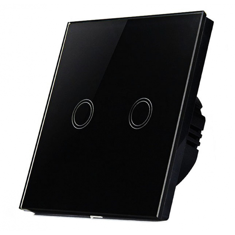 Glass touch switch double - black - GLASS