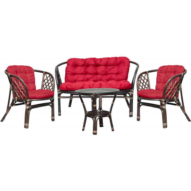 Aga Rattan set BAHAMA Choco Dark Red