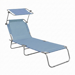Aga Garden Reclining Lounger with Canopy Light Blue