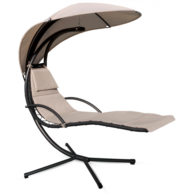 Aga Garden Hanging Lounger with Canopy Beige