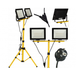 LED spotlight 2x100W + cable and 170cm stand - cool white