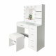 Aga Dressing Table with Mirror and Lighting + Stool White