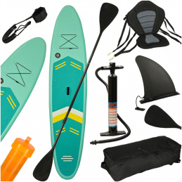 SUP inflatable swimming board with seat and accessories paddle set turquoise 350 cm