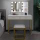 Aga Dressing Table with Mirror and LED Lighting + Stool Matte White