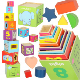 Educational wooden shape sorter tower, teaching counting 71cm XXL