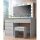 Aga Dressing table with mirror and lighting + stool Glossy white
