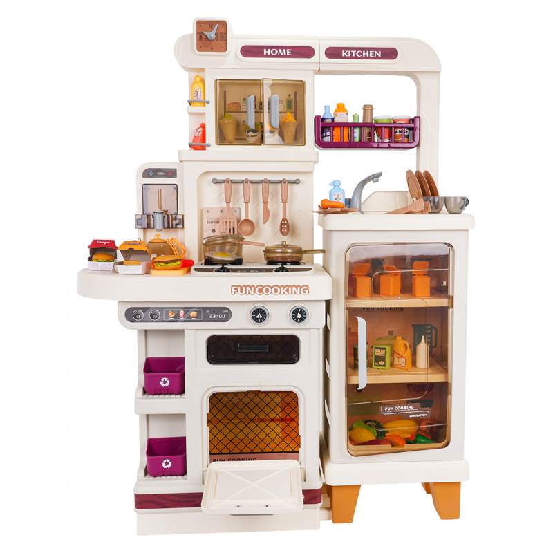 MEGA Kitchen with light, sound, and steam functions + accessories Beige