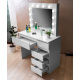 Aga Dressing table with mirror and lighting + stool Glossy white