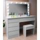 Aga Dressing table with mirror and lighting + stool Glossy white