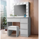 Aga Dressing table with mirror and lighting + stool Matte white