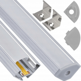 LED aluminum corner profile 2m white - set