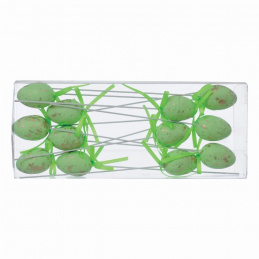 Metallic polystyrene eggs on sticks 12 pcs