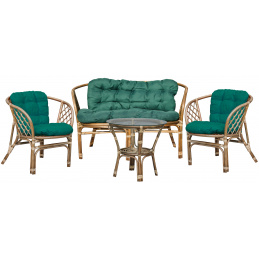 Aga Rattan set BAHAMA Grey Dark Green