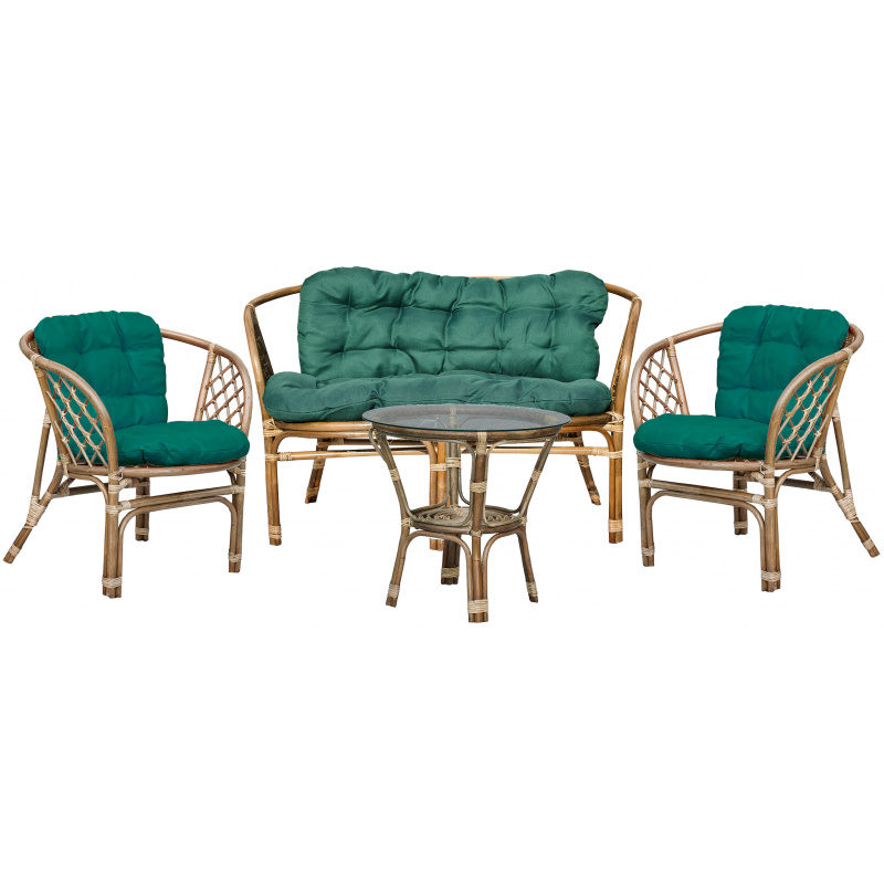 Aga Rattan set BAHAMA Grey Dark Green