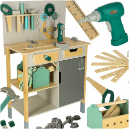LULILO Fikso wooden workshop small DIY set with tools saw screwdriver sounds 86cm