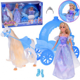 Princess doll in a ball gown with a white horse and carriage ZA5419 universal