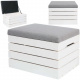 Wooden chest with padded lid 40 x 50 x 35 cm Grey/White 15252