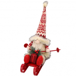 Christmas elf on a sled with lights - 40 cm