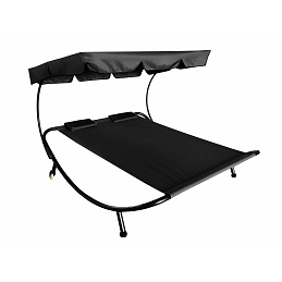 Aga Garden Sun Lounger for Two with Canopy Black 6DAZ429 - SECOND QUALITY
