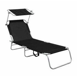 Linder Exclusiv Garden Lounger with Canopy Black