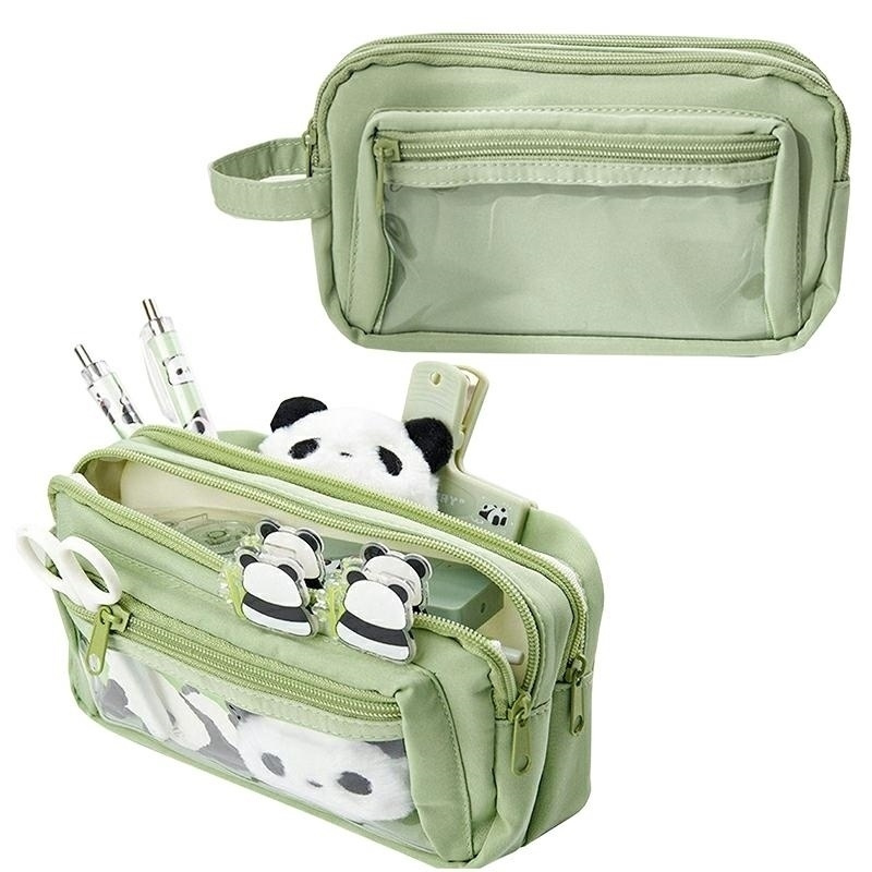 K405 SCHOOL PENCIL CASE ORGANIZER 3 COMPARTMENTS WITH WINDOW