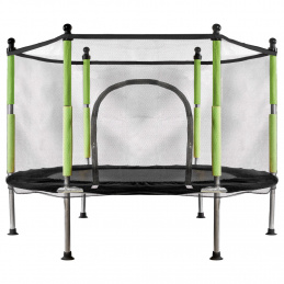 Trampoline for home garden for children with ball net 140cm 55inch green