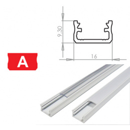 Aluminum Profile for LED Strips A Surface White 1m