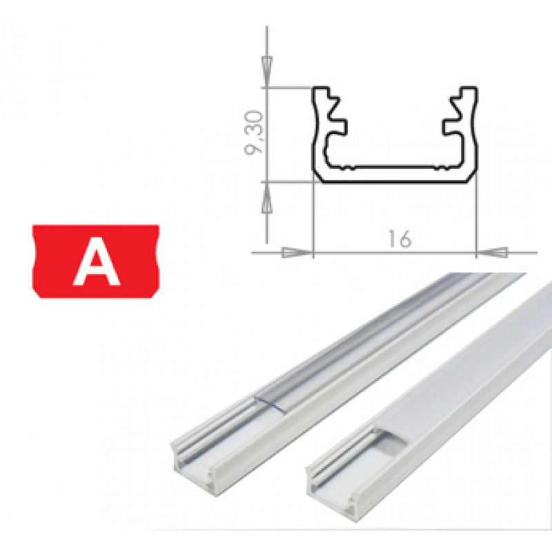 Aluminum Profile for LED Strips A Surface White 1m