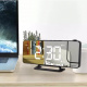 Mirror clock with projector Black Izoxis 19576
