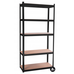 Aga 2x Metal Shelf 180x90x40 cm 5 Shelves Black