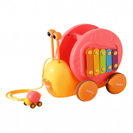 Aga4Kids Pull-Along Snail with Xylophone Pink